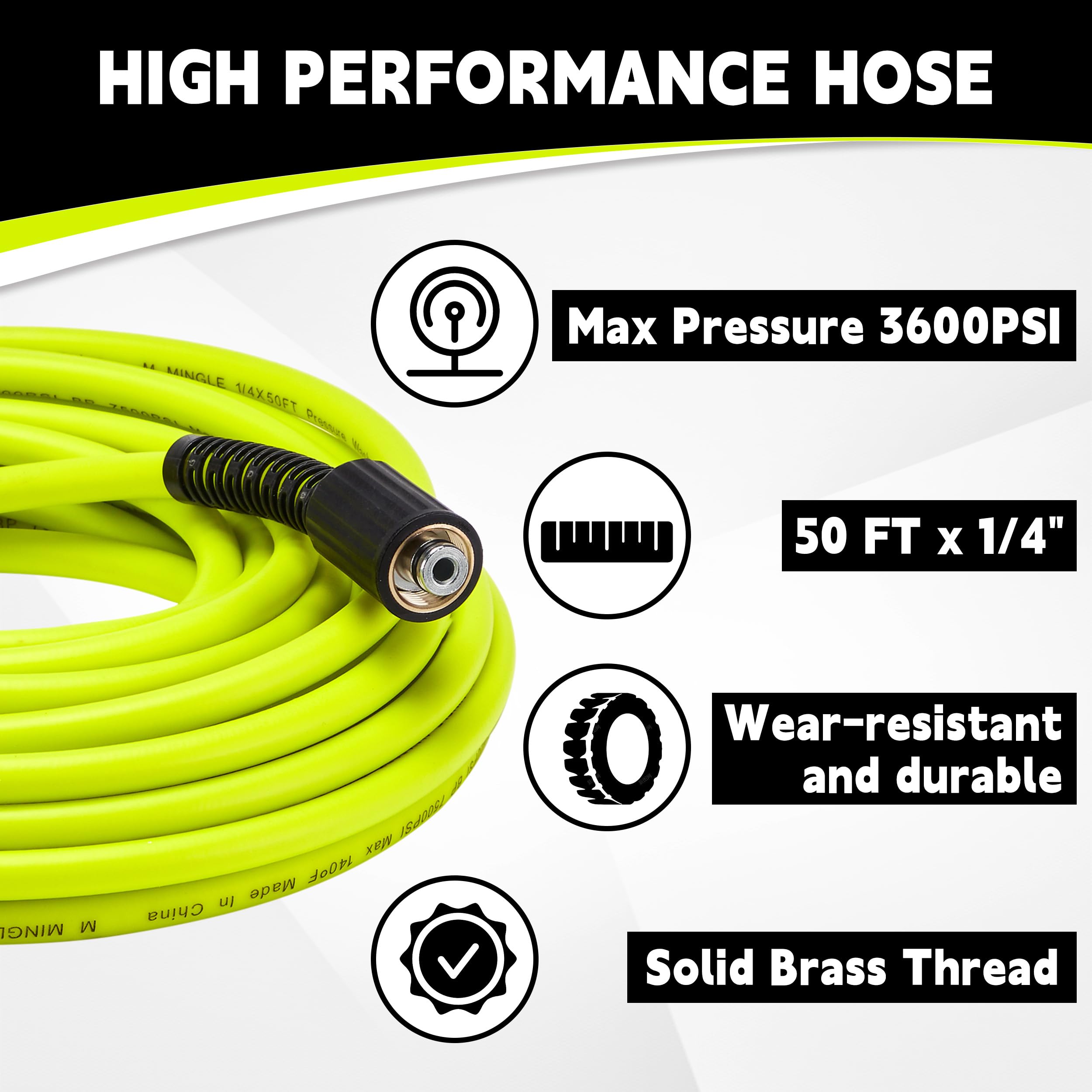 M MINGLE Kit tubo idropulitrice e pistola, tubo di lavaggio elettrico da 15 m con 5 punte | Raccordo M22-14 mm, ricambio per Ryobi, Simpson, Craftsman, ideale per auto, vialetto, patio e lavaggio profondo della casa