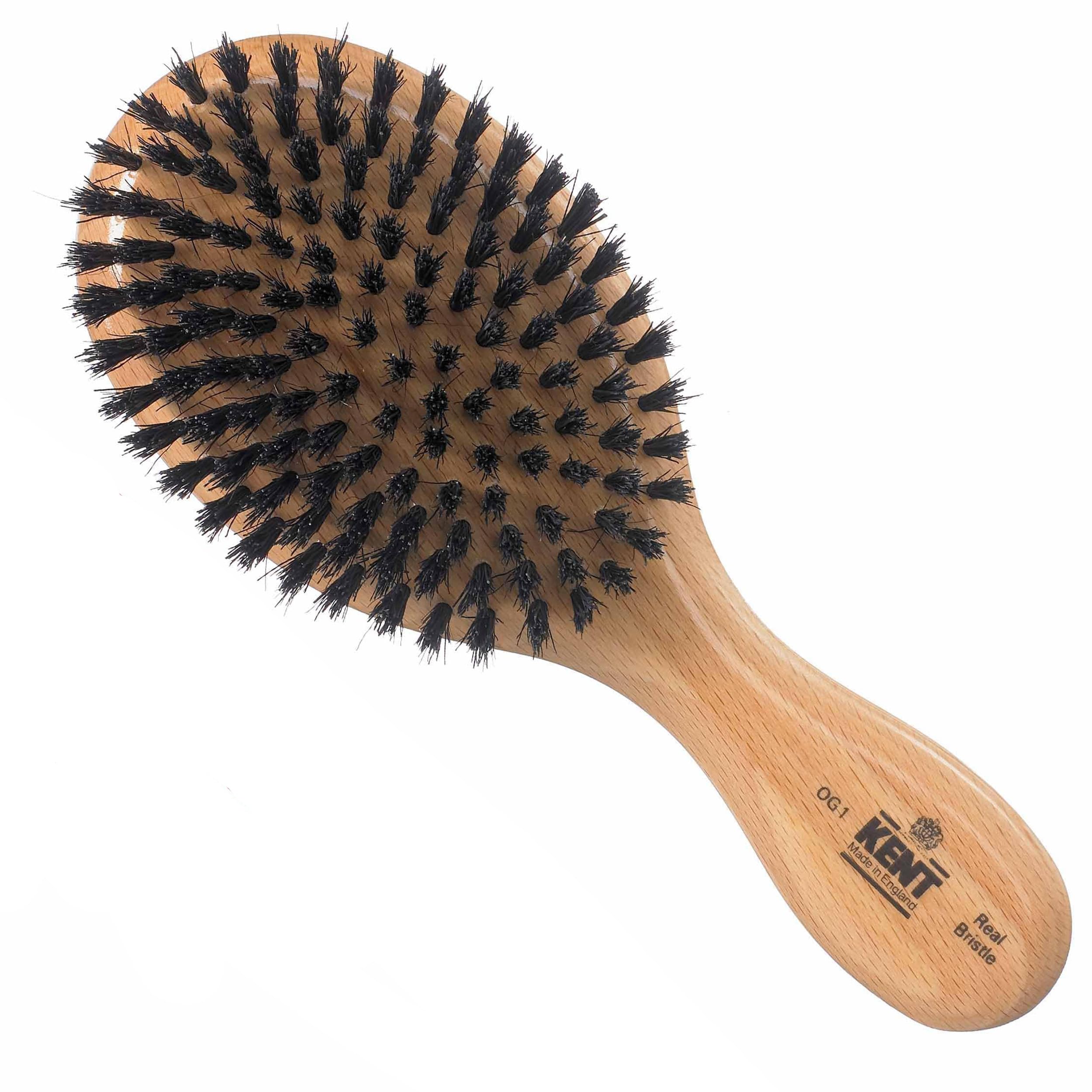 OG1 Finest Men's Hair Brush and Facial Brush for Beard Care - 100% Natural Black Boar Bristle Brushs for Mens Grooming, 360 Wave, and Beard Straightener For Men's Hair Care