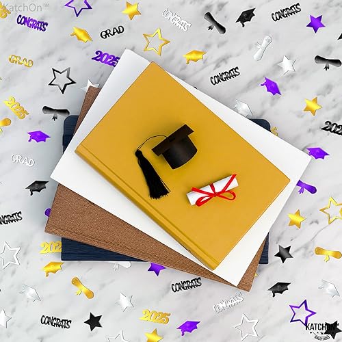 Miniatura 6 de KatchOn, Congrats Grad Confetti 2025 - Paquete de 1000  Decoraciones de graduación moradas y doradas 2025  Decoraciones de mesa de graduación 2025