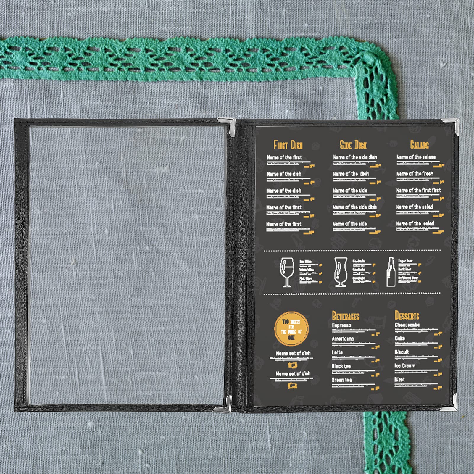 SOLUSTRE 10 Uds Carpeta De Recetas Decoración Dorada Carpetas De Archivos De Cartas Con Soporte Transparente Cubiertas De Libros Transparentes Carpeta De De Barra Cubiertas De Menú