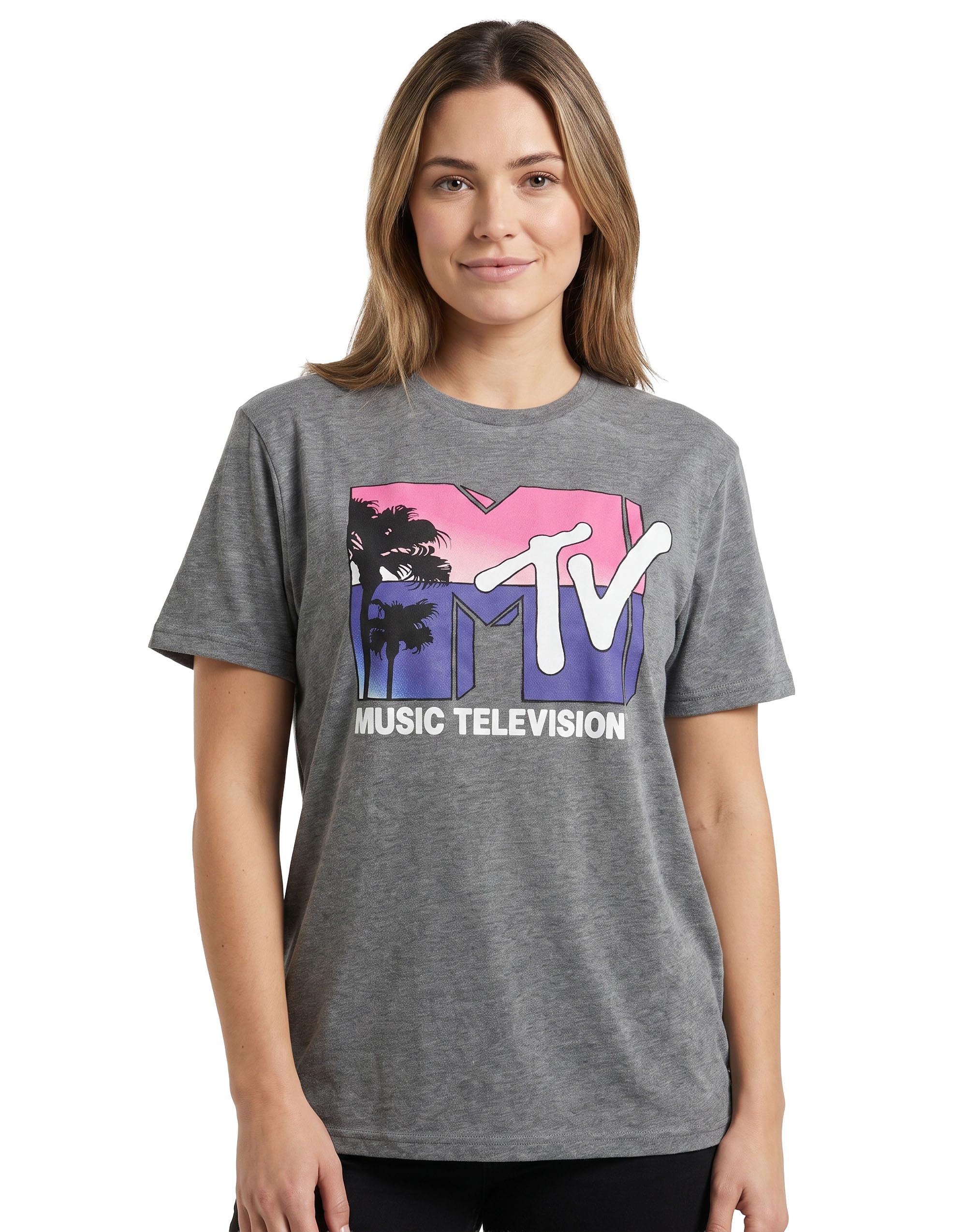 Mtv Women's Grey Short Sleeved T-Shirt | | Official Merch | Size: Medium