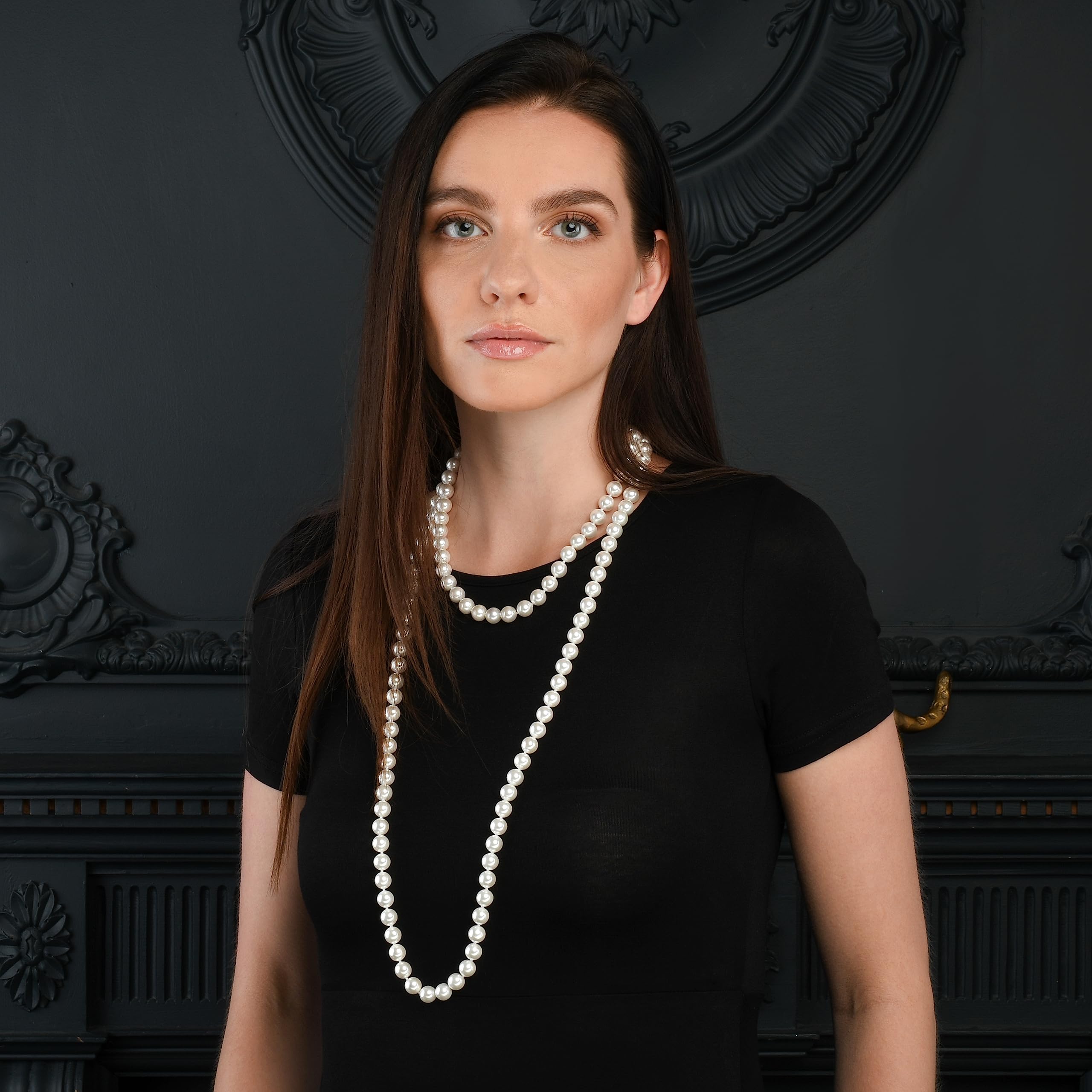 ZAVANA Elegante Collana Lunga di Perle da Donna in Perle di Conchiglia – Collana Senza Chiusura Multi-Giro, Bigiotteria di Qualità con Sacchetto Regalo