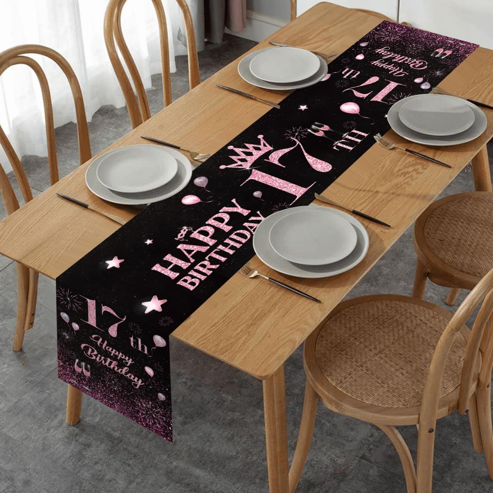 Runner Tavolo Compleanno 18 Anni - Decorazione Festa Lavabile, 33x183 Cm | Tovagliolo Tavola Festivo - Foto 5
