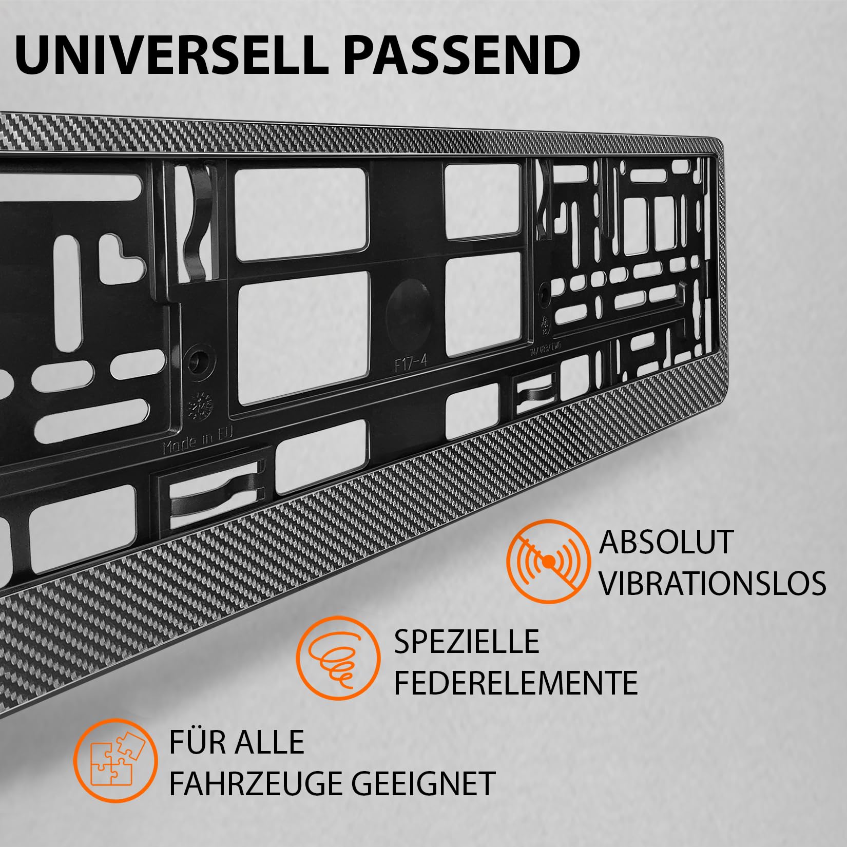 Kennzeichenhalter 520x110mm Nummernschildhalterung Auto universell inkl. 8 Schrauben Kennzeichenhalterung Nummernschildhalter 2 Stück Refreshed 2024 Carbon-Optik