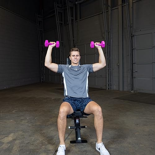 Miniatura 8 de Body-Solid Tools - Mancuerna de vinilo para entrenamiento aeróbico y terapia física, pesas de mano para mujeres, mancuernas hexagonales