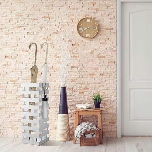 Miniatura 23 de Tudomro Soportes de paraguas para entrada, soporte de paraguas de metal grande de 6.3 x 5.5 x 16.5 pulgadas con bandeja de agua extraíble y ganchos