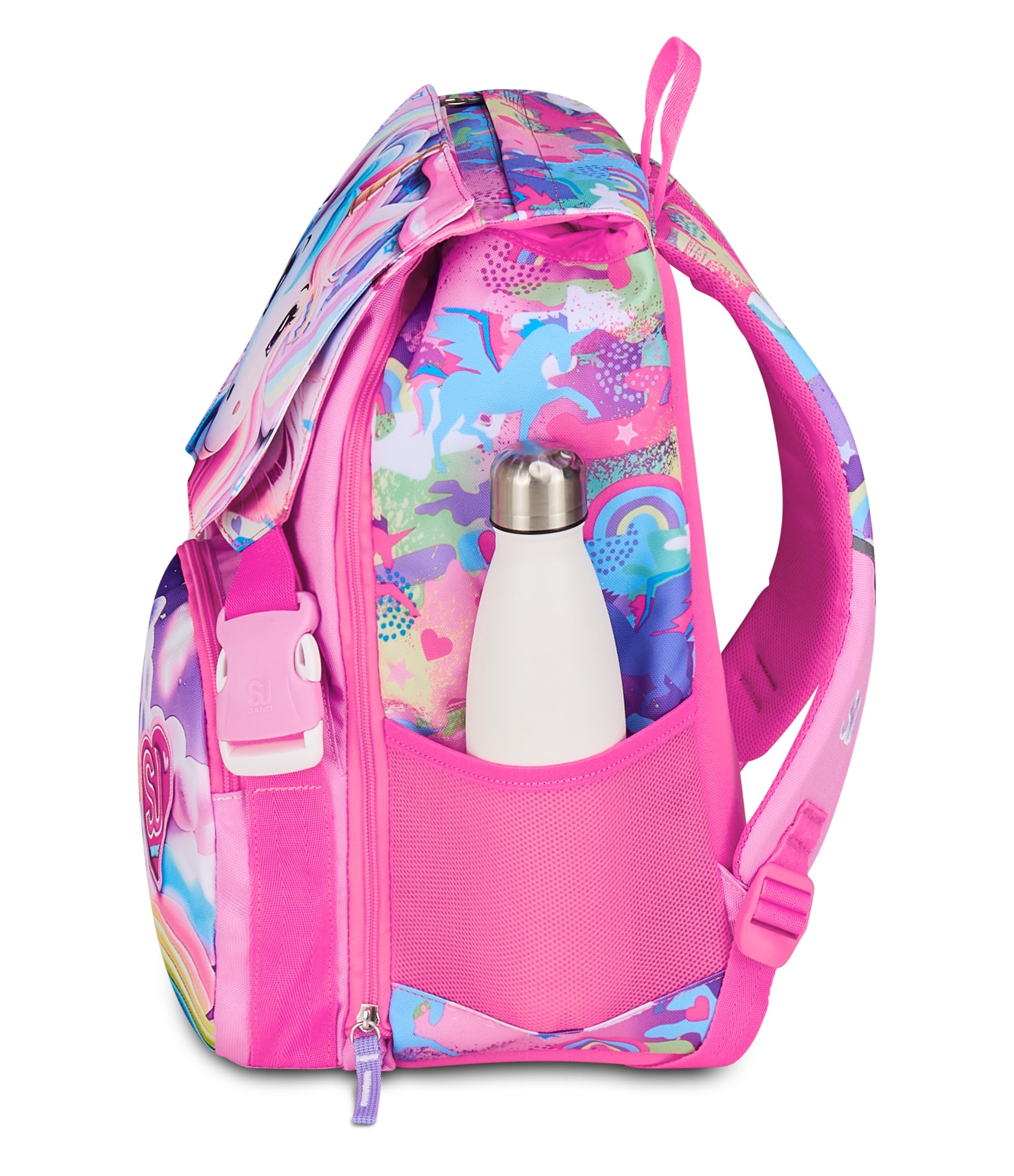 SJ GANG STYLE JAM GANG Zaino Doppio Scomparto Estensibile, Rosa, Maxi Capienza, Schienale Preformato, Bambina, Scuola Elementare