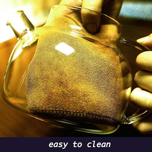 Miniatura 6 de Popward Tetera de vidrio de 33.8 onzas con infusor y tapa de bambú, tetera para té suelto, tetera para estufa, tetera transparente, tetera de