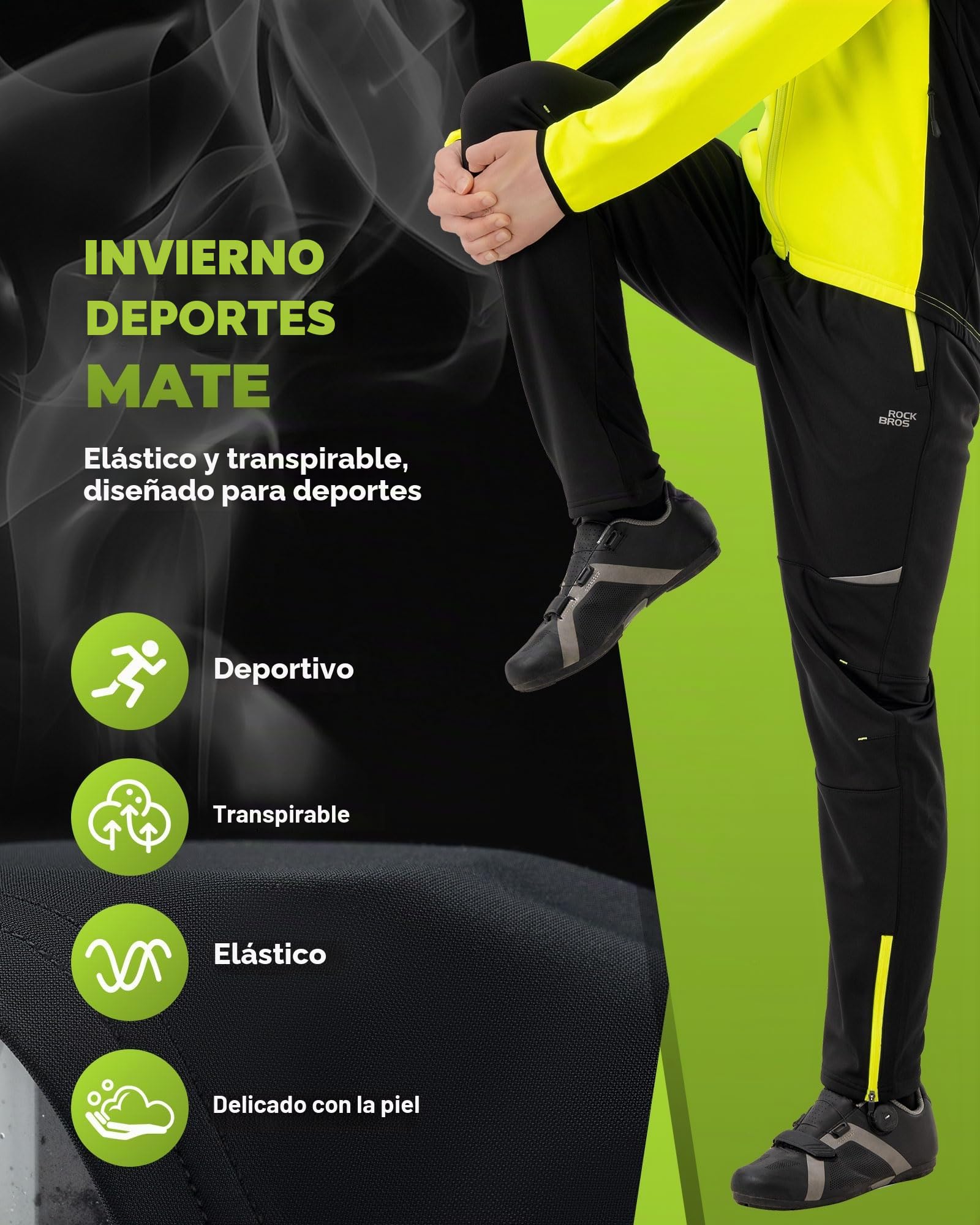 ROCKBROS Chaqueta y Pantalón Ciclismo Invierno para Hombre Térmico a Prueba de Viento, Traje de Ciclismo Polar Transpirable para MTB Deportes Exteriores