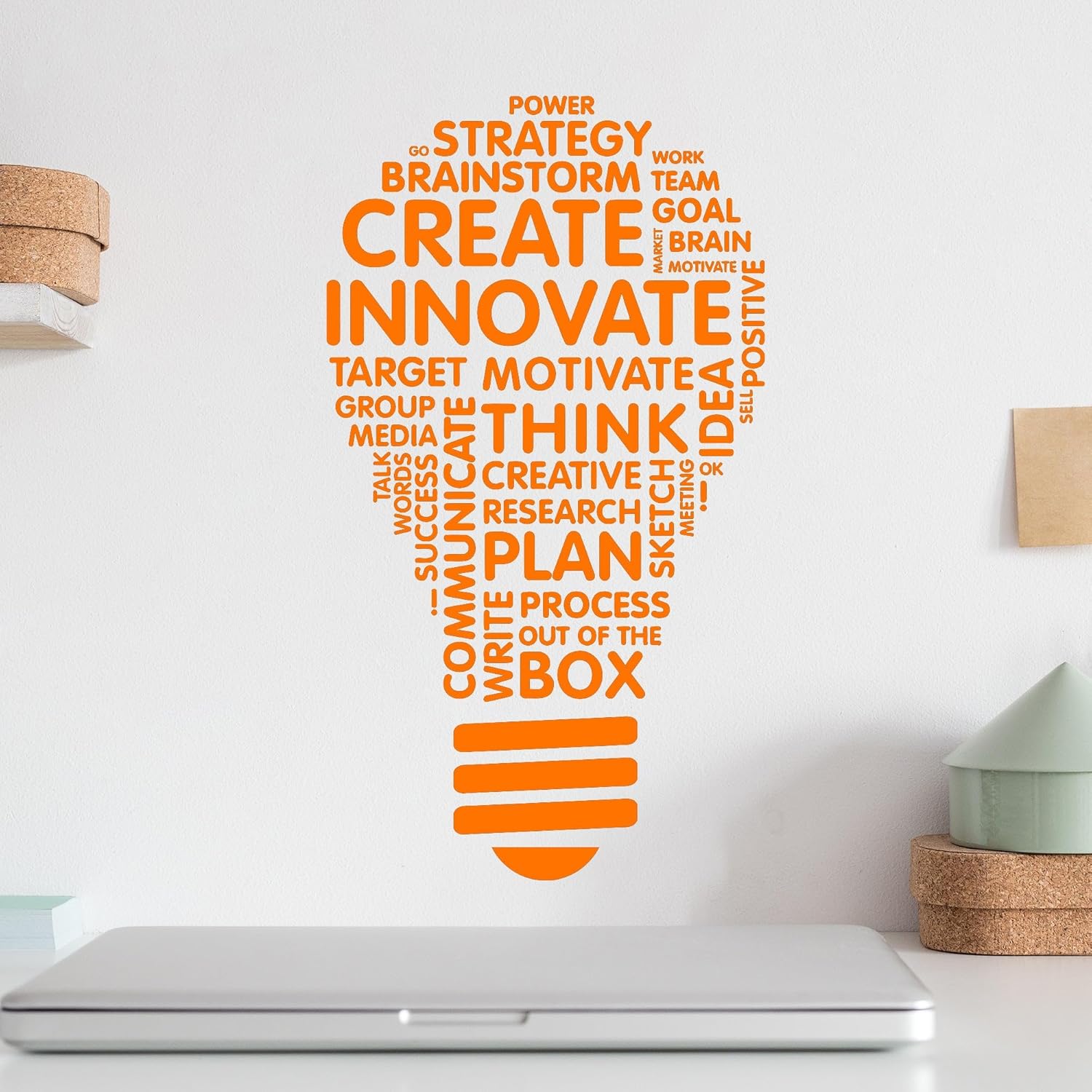 Create Innovate Office Wall Décor Inspirational Stem Window Classroom Wall Decal School Art Business Motivational Sticker Science Light Bulb Teacher Gift(ig5071) (XL 40 in X 70 in, Black)
