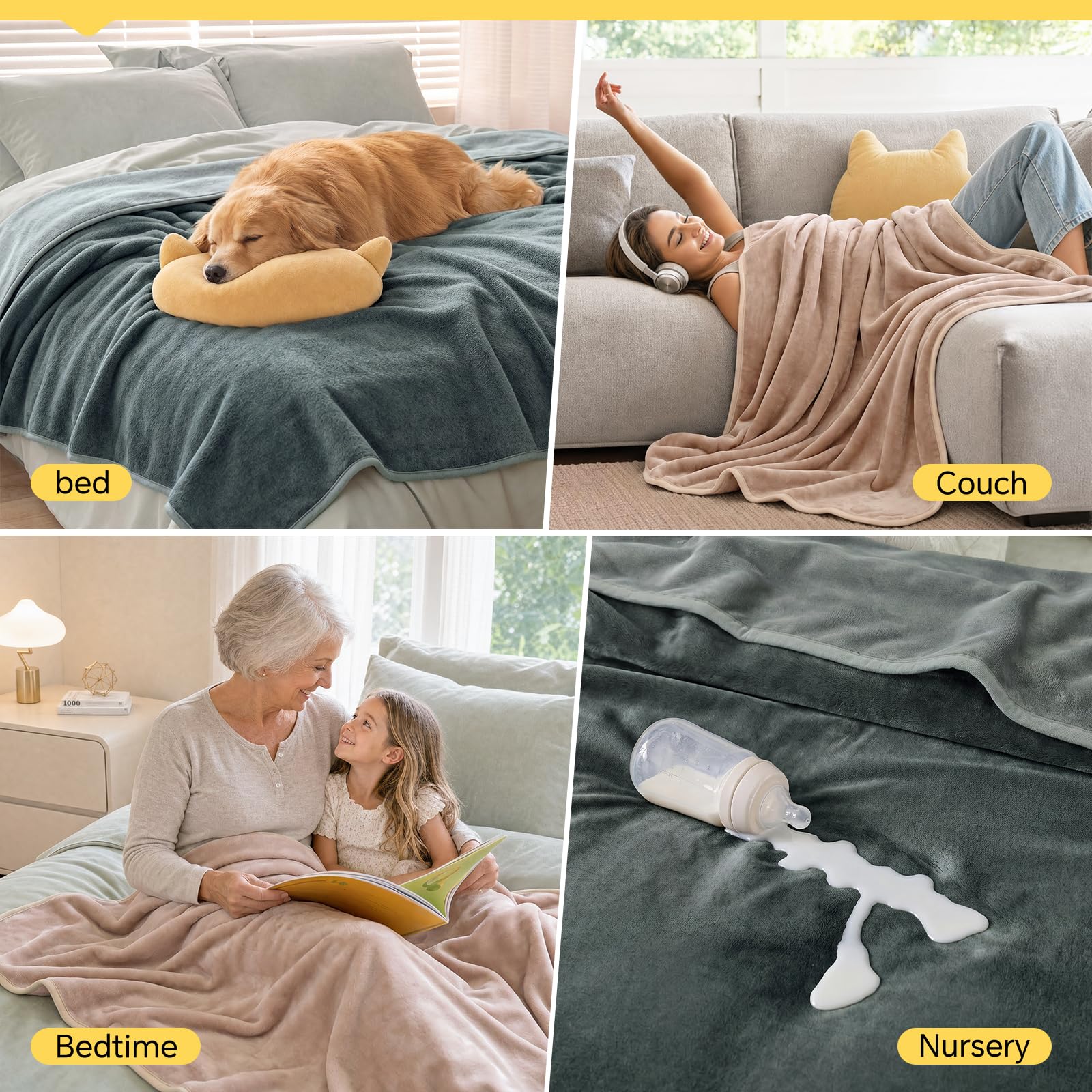 luciphia Plaid Polaire Imperméable Réversible, Protection Canapé Chien Chat