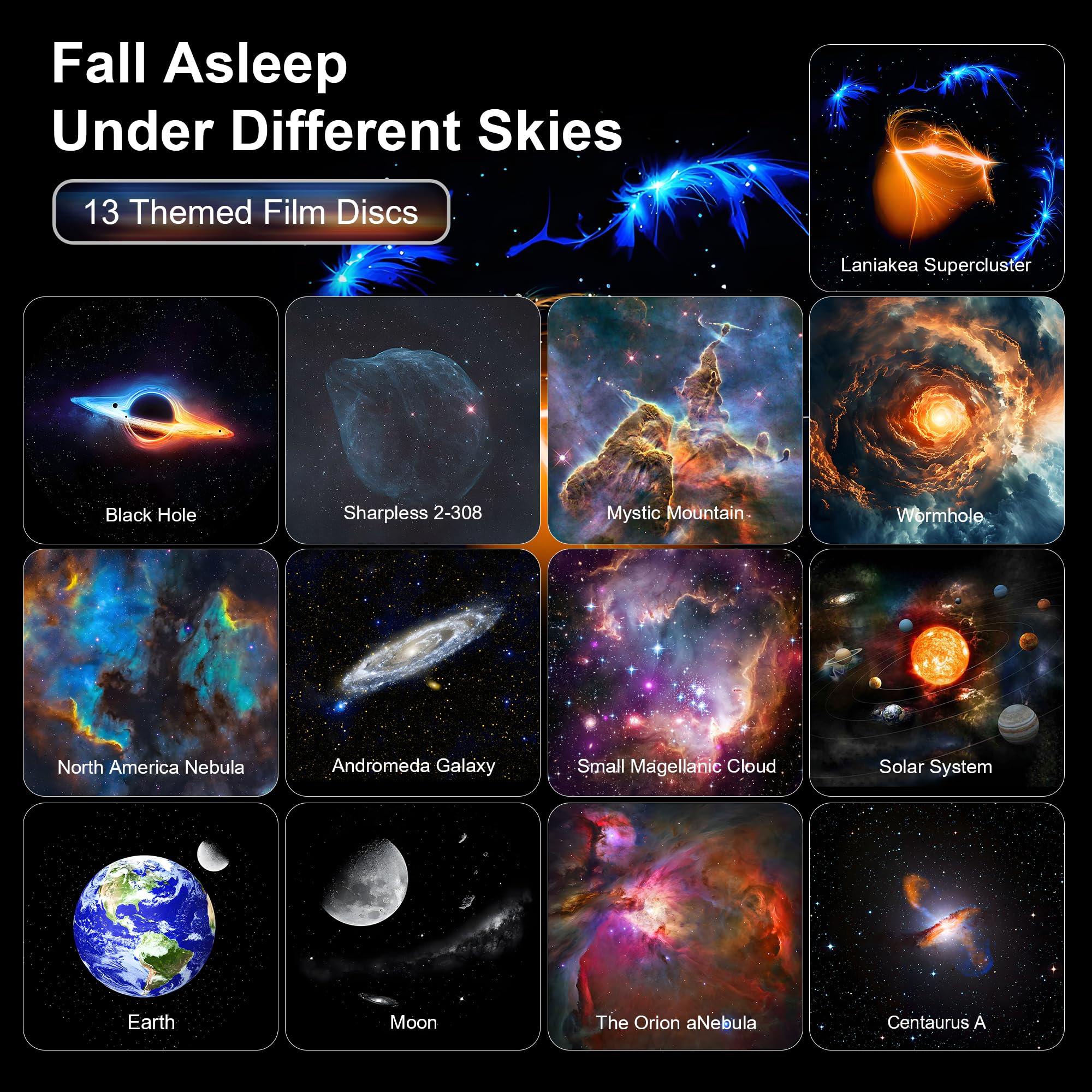 Sternenhimmel projektor, 13 in 1 Galaxy Projector, astronaut projektor mit Timer, Planetarium Projector für Room Decor, Sternenprojektor Weihnachtsgeschenke für Kinder Erwachsene-Weiß