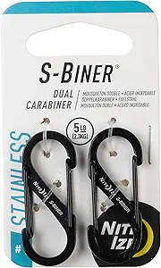 Nite Ize S-Biner Dual Carabiner Stainless Steel, Size 1, Black, 2 count (Pack of 1)