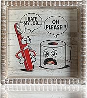 Vista 12 de Letreros de decoración de baño con marco de madera estilo granja bohemia, divertida placa decorativa pequeña y linda para baño, decoración de Hola