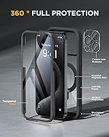 Vista 987 de Miracase Funda magnética para iPhone 14 de 6.1 pulgadas, protector de pantalla de vidrio templado integrado + protector de lente, compatible