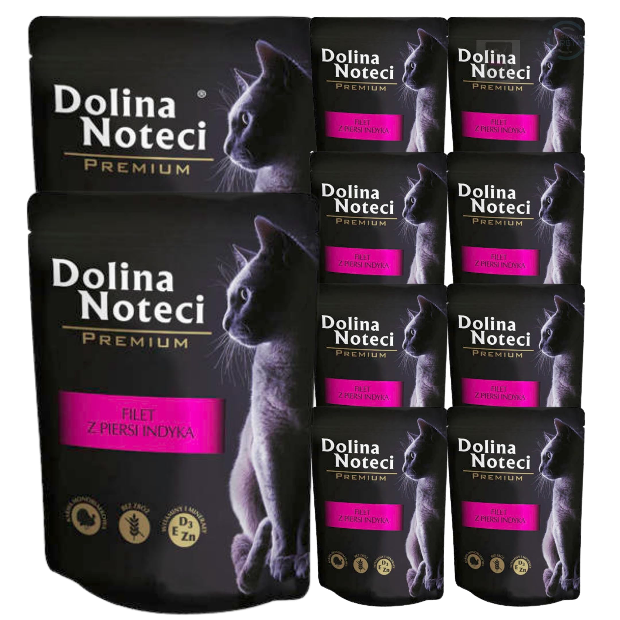 Dolina Noteci Premium Grain-Free Cat Food with Turkey Breast Fillet, 10 x 85g Pouches