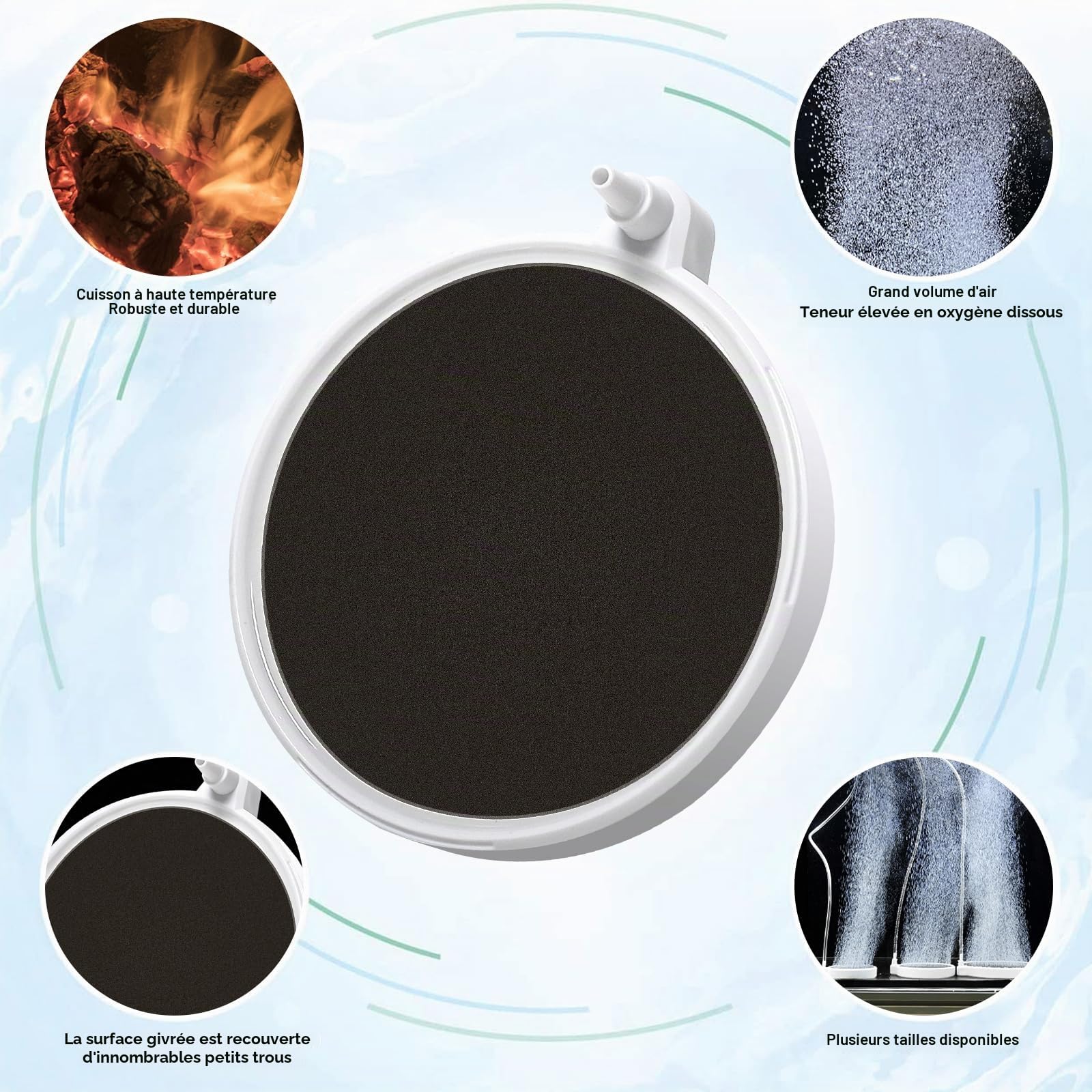 boxtech Pierre à air d'aquarium, Diffuseur d'air pour Aquariophilie, Lissous Laisse de Super Petites Bulles pour Aquarium et hydroponique (150 mm)
