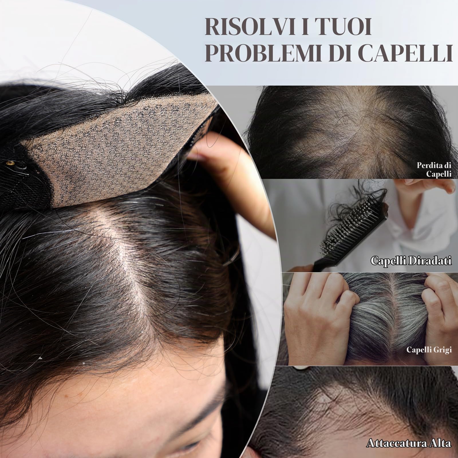 HAIRCUBE Topper per capelli umani da donna, veri capelli umani, senza frangia, 10,2 x 14 cm, base 30,5 cm, marrone con evidenziazione bionda per donne con radici diradate o grigie