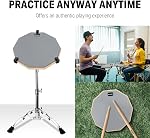 Donner Plaquette d'entraînement pour tambour 8 Inches, Silent Pratique Drum Pad 2-Sided Avec des bâtonnets de tambour - gris