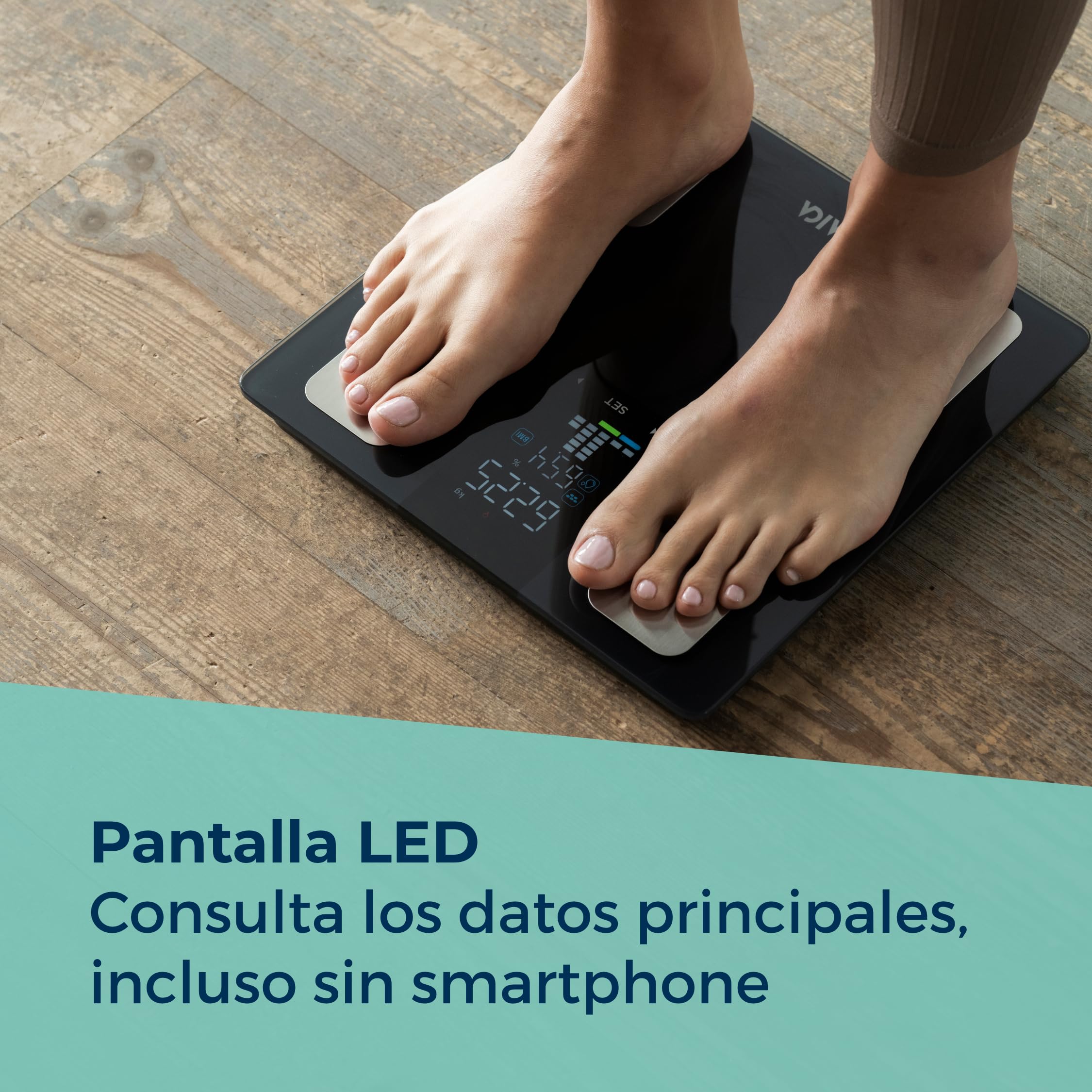 LAICA PS7132 Báscula Inteligente Bioimpedancia - 4 Electrodos, Negra
