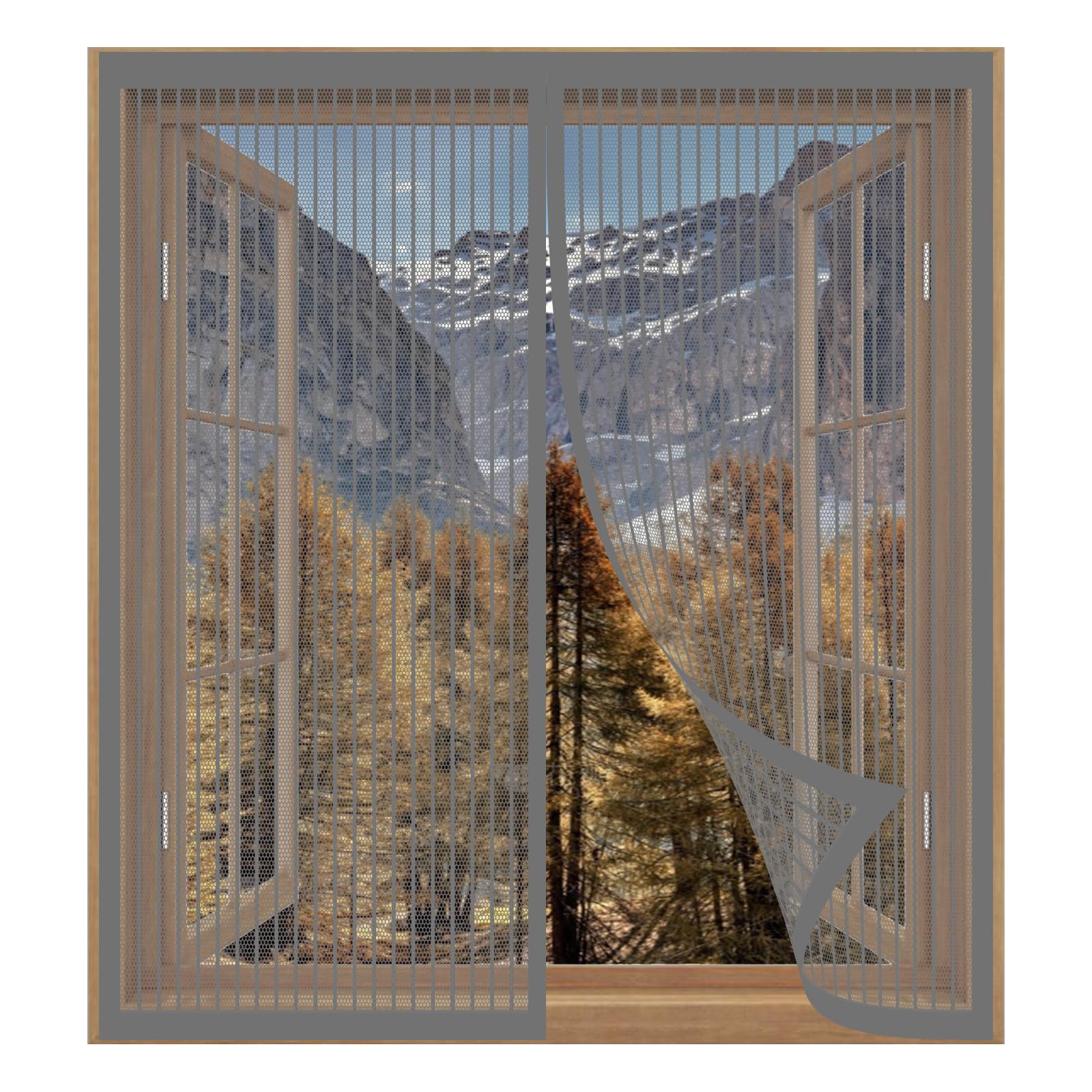 Fly Screens for Window Nets 113 x 109 cm Easy Installation No Drilling Or Screwing Mosquito Net Window for Windows Nets to Keep Bugs Out, Grey
