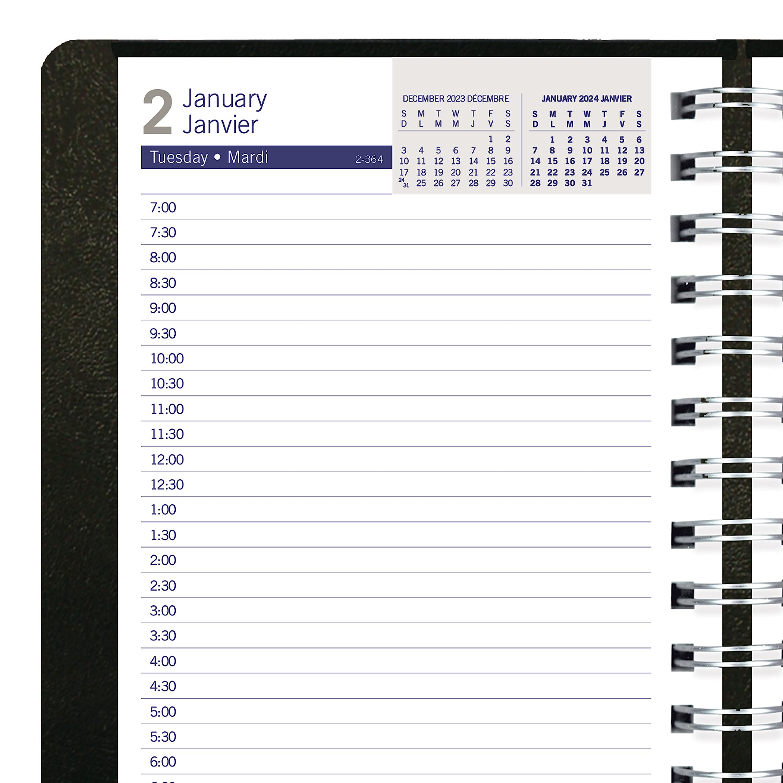 Blueline 2024 Essential Two-Day Planner – Bilingual English/French Appointment Book, January To December, Twin-Wire Bound, 8x5 Inches