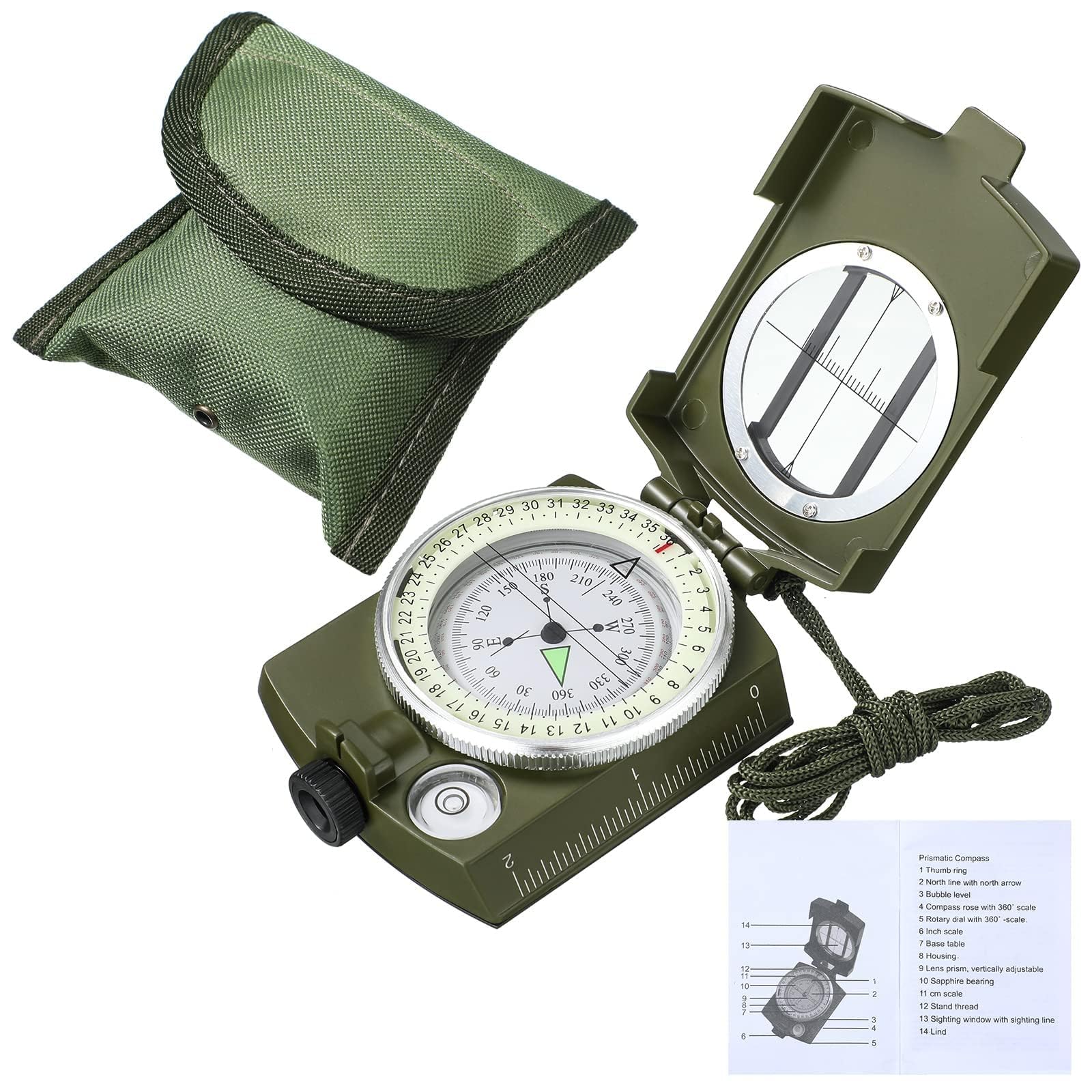 KIRA Military Compass Tactical Survival Navigation Compass Multifunctional Waterproof Sighting Compass with Pouch, Perfect for Camping Hiking and Other Outdoor Activities-picture-16