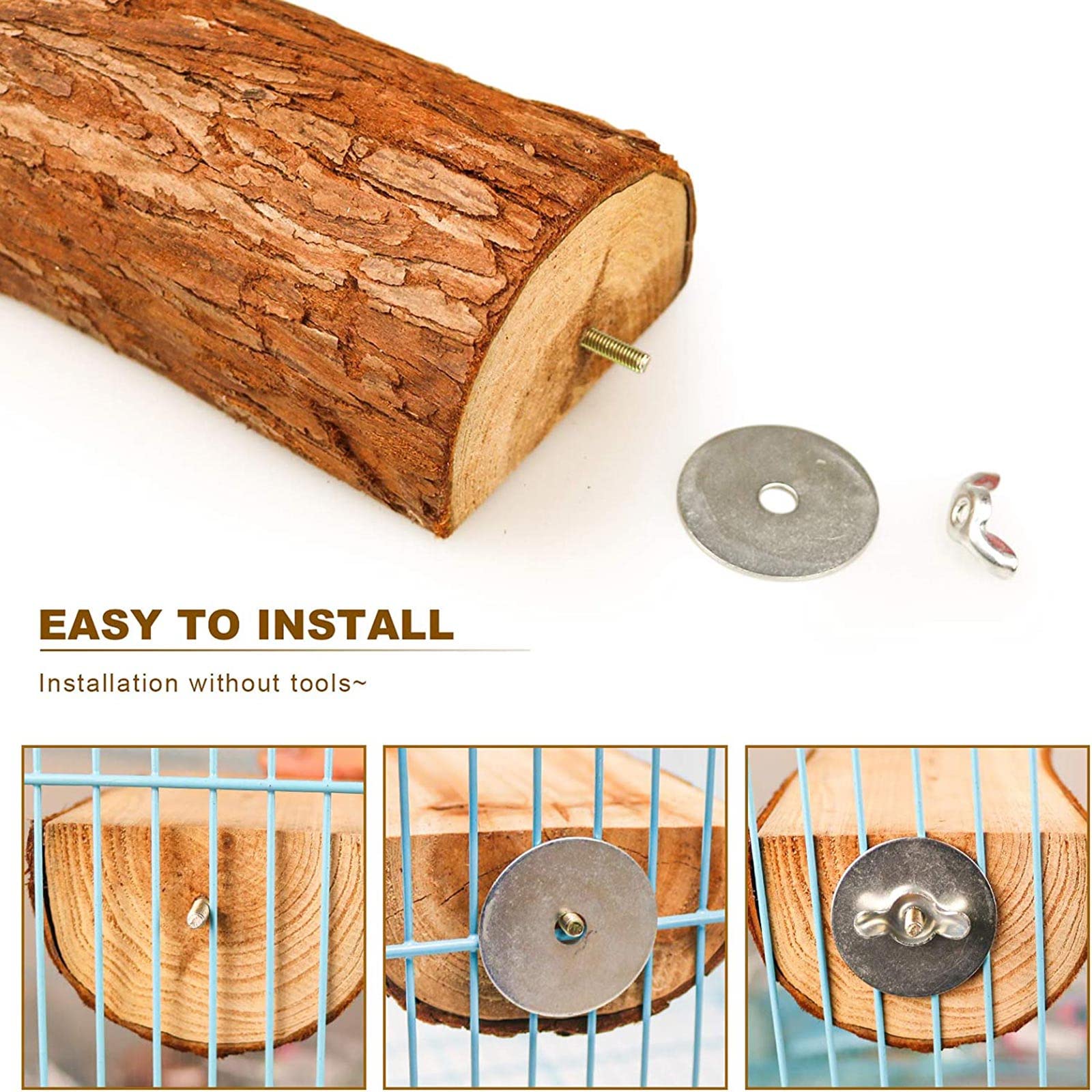 Lot de 9 perchoirs pour oiseaux en bois naturel, boules en rotin