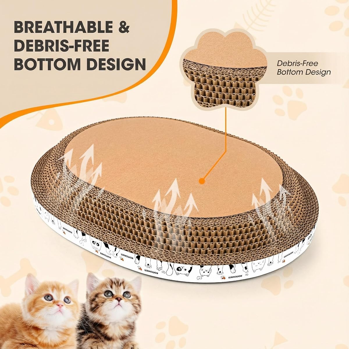 CONLUN Oval Cat Scratcher Box with 4 Scratching Pads view 3