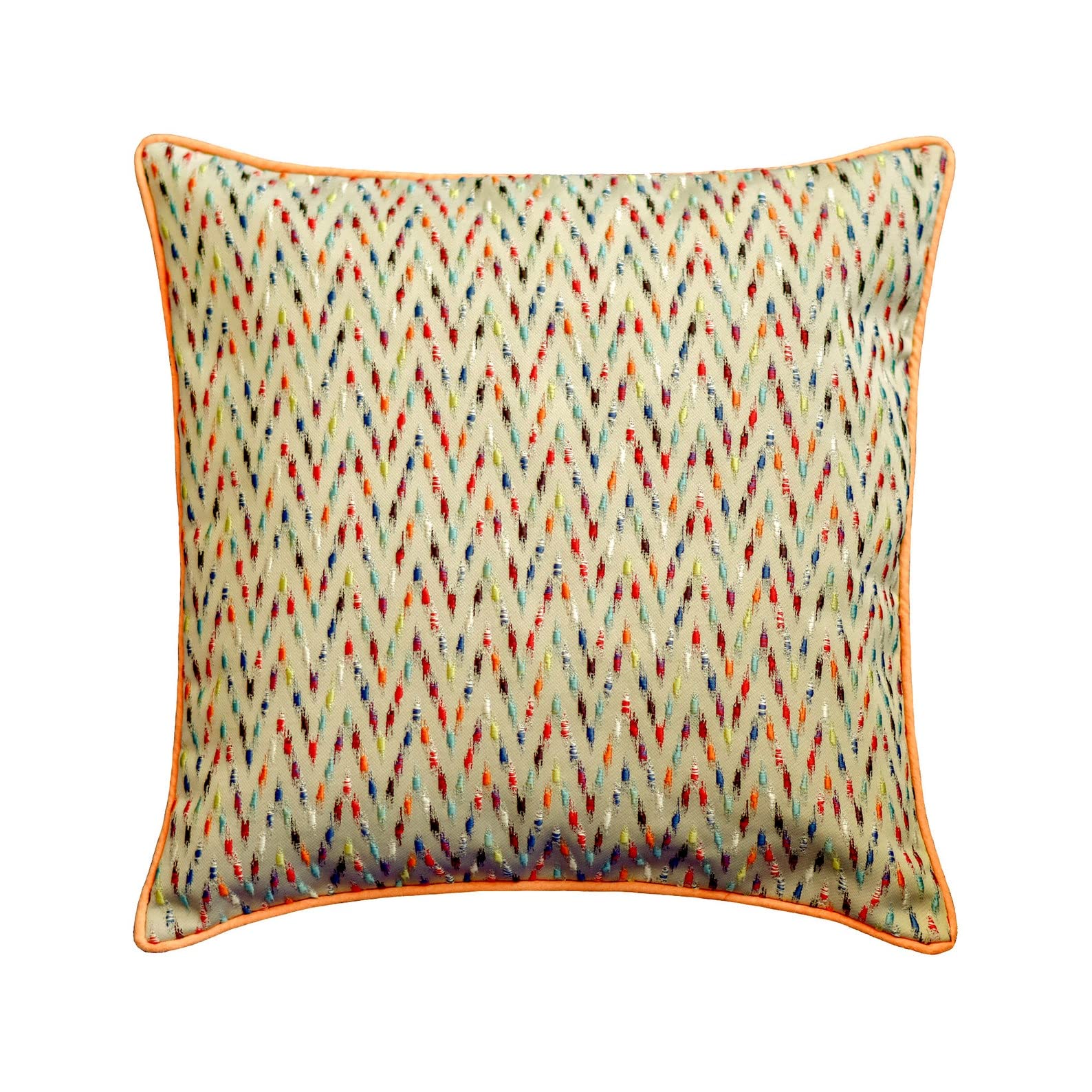 The HomeCentric Decorative Orange Pack of 2, 65x65 cm (26"x26") Toss Euro Shams, Jacquard Chevron Embroidery Toss Euro Shams, Geometric Pattern Modern Style - Felicity