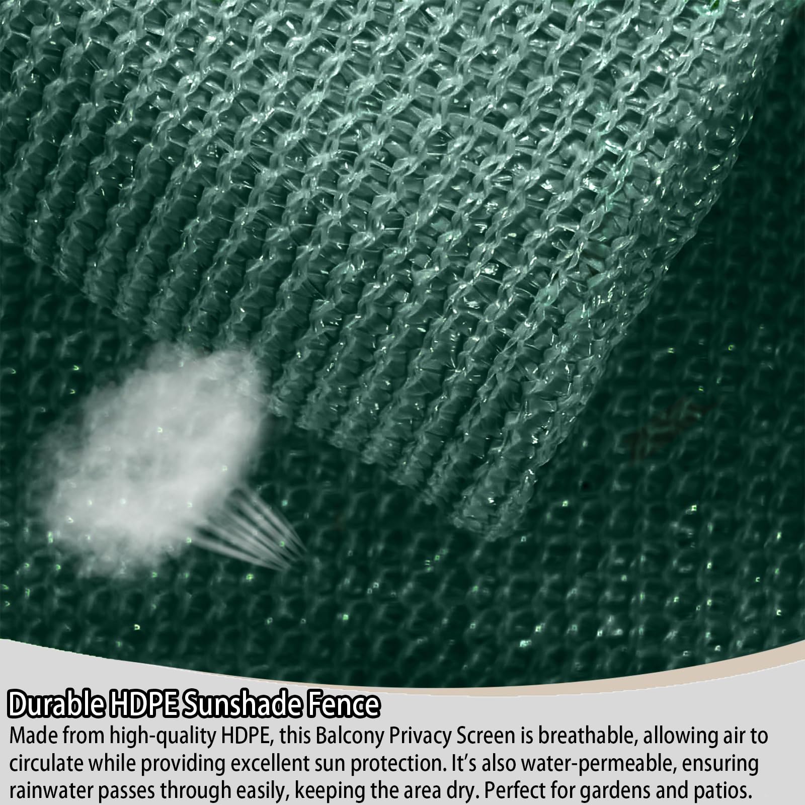 Red de Sombra 100 x 650 cm 220G M² Hdpe, Protección UV, Transpirable, Permeable Al Agua, Resistente, Rectangular Lona Malla Sombreo con Cuerda, Ojales para Jardín, Pergola, Verde