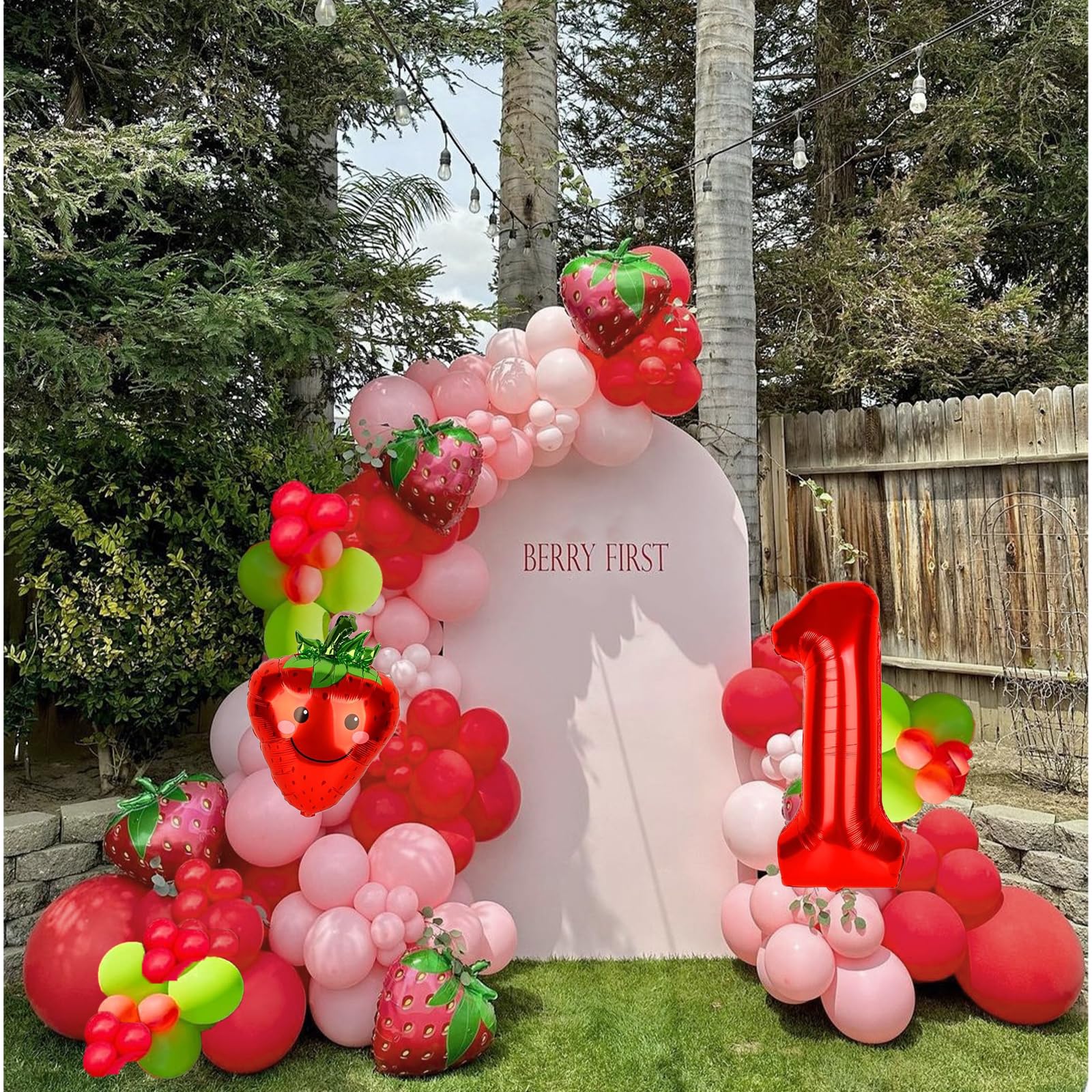 Berry Strawberry First Birthday Wall Decal - Sweet 'Berry Sweet One' Party Decorations