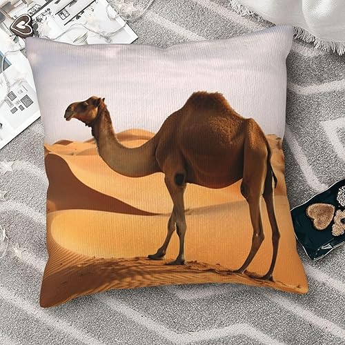 Miniatura 8 de Kururi Desert Sand Camel Print Throw Pillow Covers Soft Corduroy Pillow Cushion Covers Pillowcase for Sofa Living Room Decoration Home 18"X18"