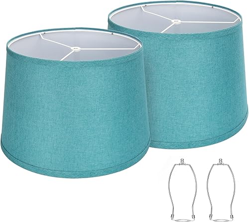 Juego de 2 pantallas de lámpara azules para lámparas de mesa, lámparas de pie, 11.6 pulgadas superior x 12.6 pulgadas inferior x 9.8 pulgadas de