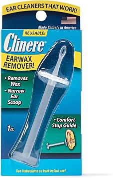 Clinere Ear Cleaner Earwax Remover Reusable Tool with Comfort Guide, Narrow Ear Scoop for Safely & Gently Cleaning Ear Canal at Home, Earwax Removal Cleaning Tool, Itchy Ears, Ear Wax Buildup, 1ct