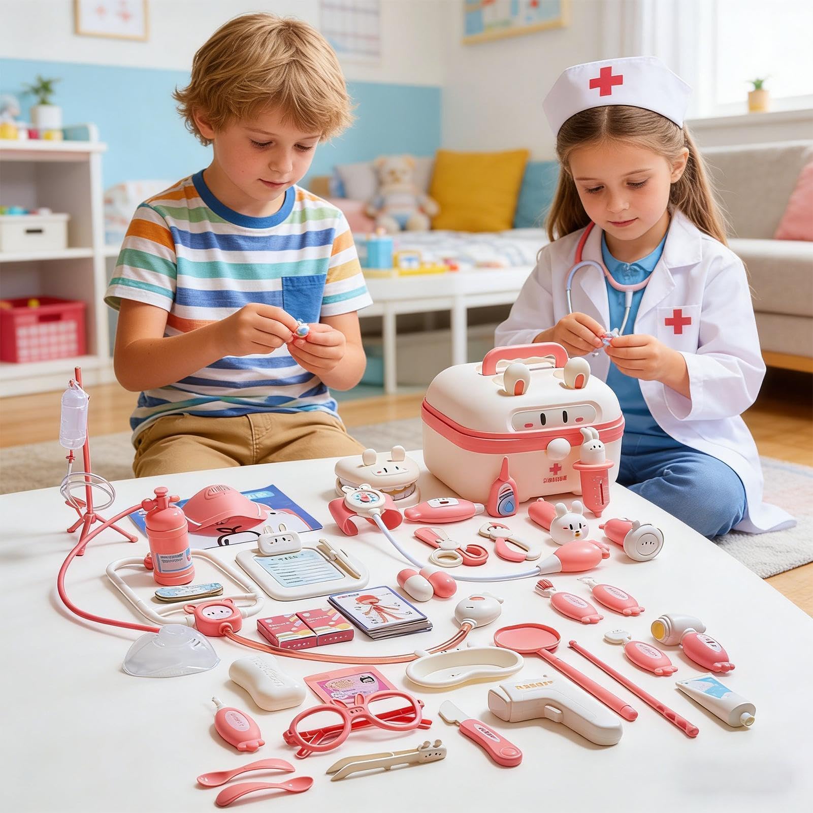 Maletín de Doctor para Niños Juego de Hospital con Luz y Sonido | Set de Juego de Imitación Médica para Escuela Infantil Jardín Hogar Habitación Regalo