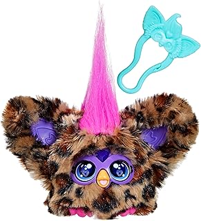 Furby Furblets Chee-Chee Mini Friend, Electronic Plush Toys for Girls & Boys, Cheetah Print, Speaks Furbish & Plays Music, Series 5, Back to School Gifts, Ages 6+