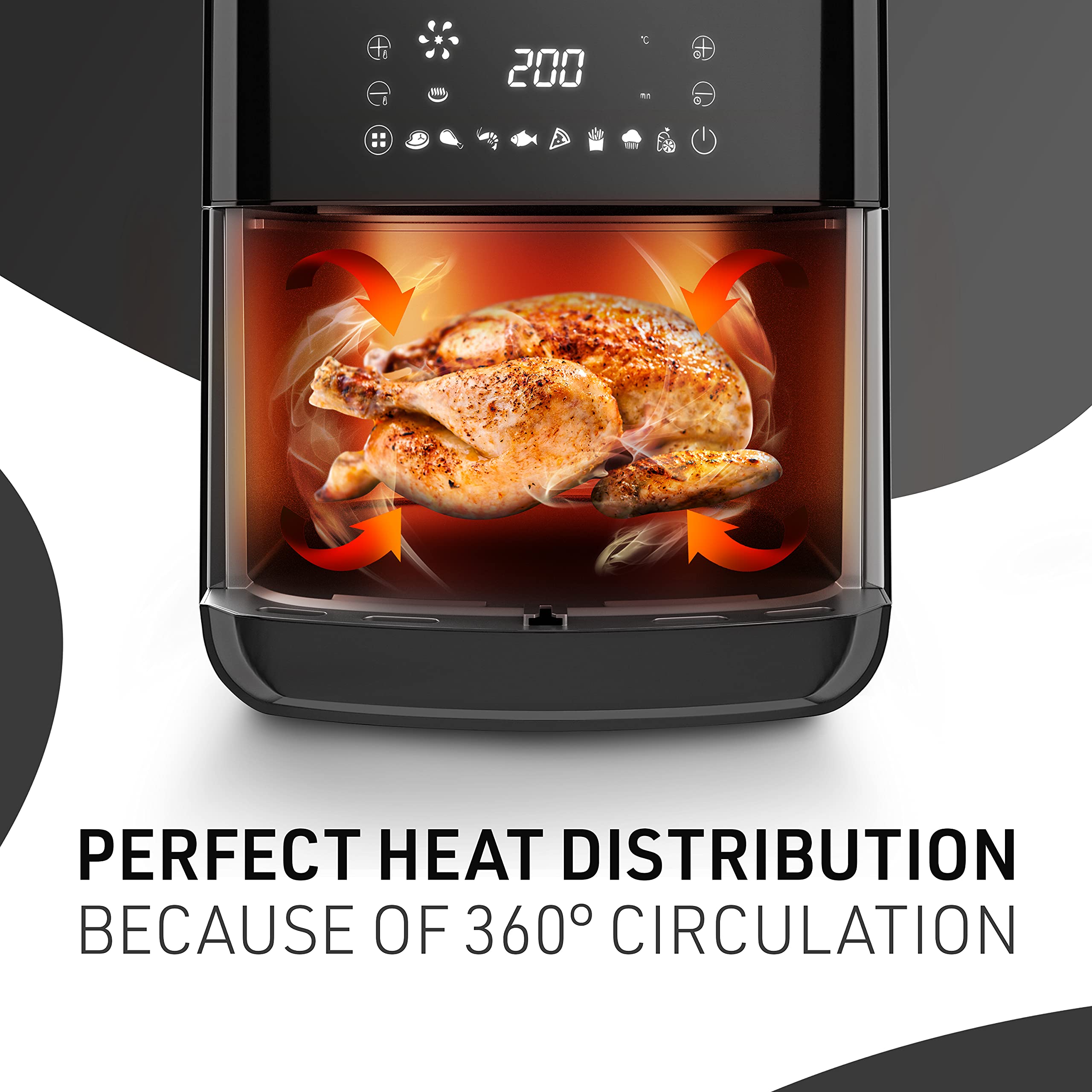 Friteuse à Air 1700W, Friteuse Sans Huile 5,5L Airfryer Écran Tactile