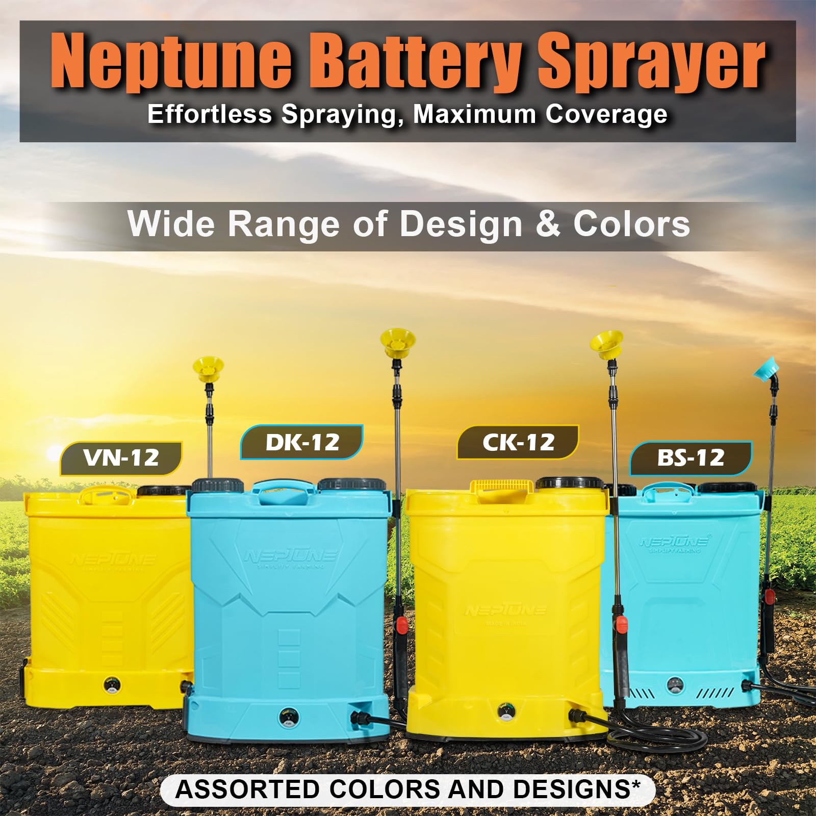 Neptune Simplify Farming Knapsack Battery Sprayer 12V x 8Amp | Telescopic Stainless Steel Lance | 20L Tank Capacity | Get 4 Nozzles | Ideal for Agriculture & Garden Spraying - Image 9 thumbnail