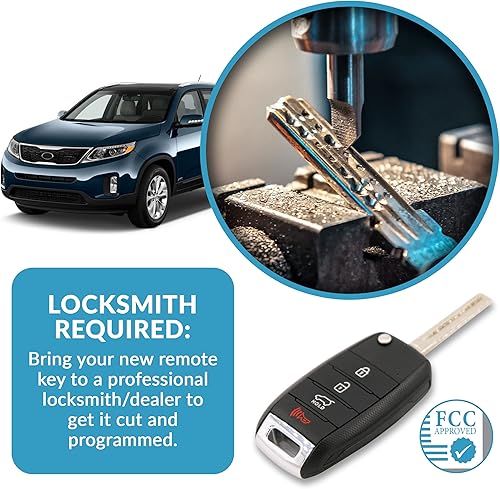 Miniatura 5 de Keyless2Go Repuesto para llave remota de 4 botones Kia NYODD4TX1306-TFL (TF FL) 95430-2T560 (chip 4D60) - Paquete de 2