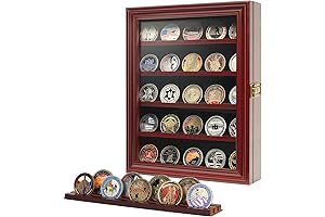 Military Challenge Coin Display Case with HD Glass Door