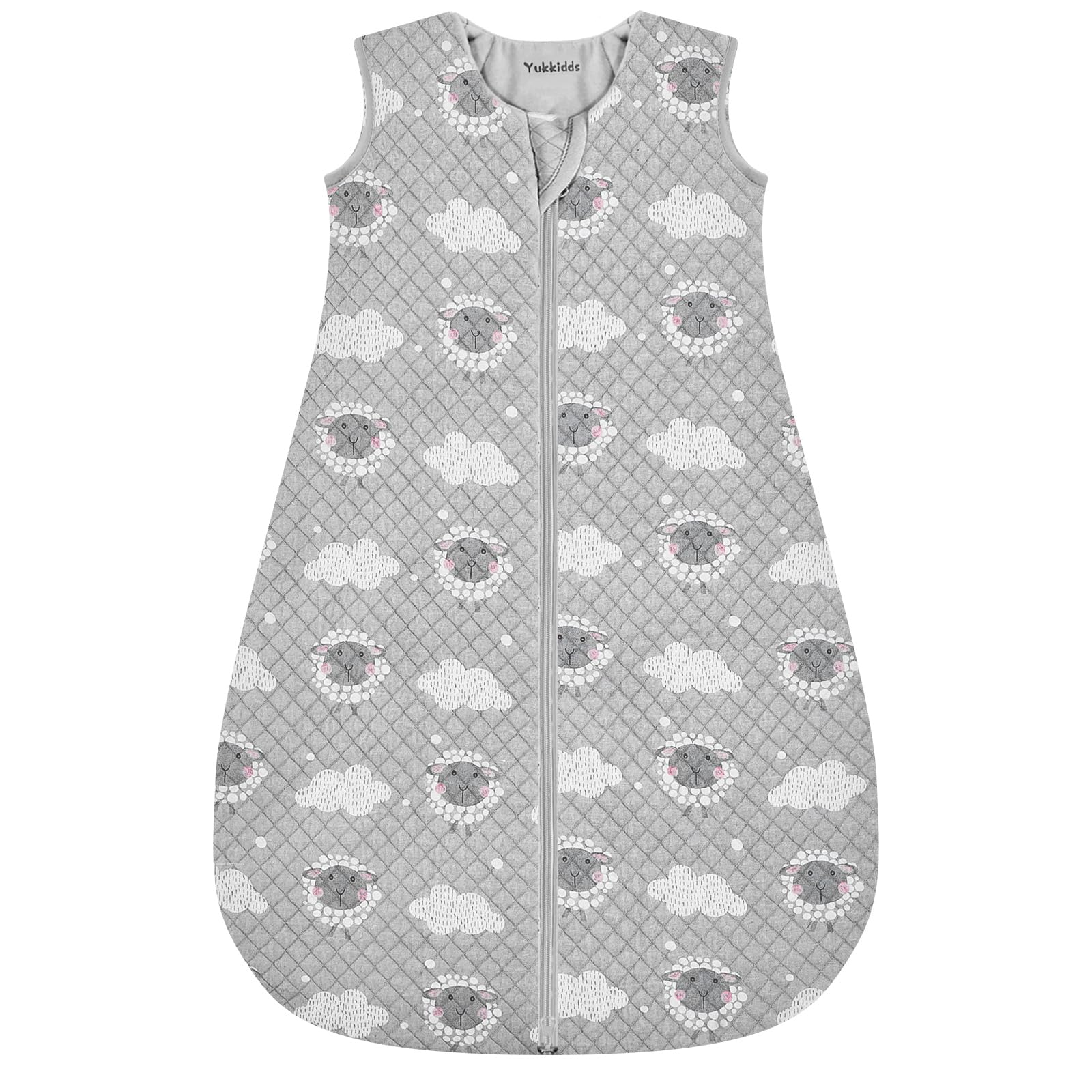 Yukkidds Baby Sleeping Bag 2.5 Tog 6-12 Months Newborn Sleeping Bag 100% Cotton Sleep Sack for Winter Warm and Comfortable Grey