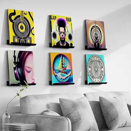 Miniatura 6 de MyLifeUNIT Soporte de pared para discos de vinilo, estante acrílico negro de 12 pulgadas, paquete de 6 soportes de pared para discos de vinilo para