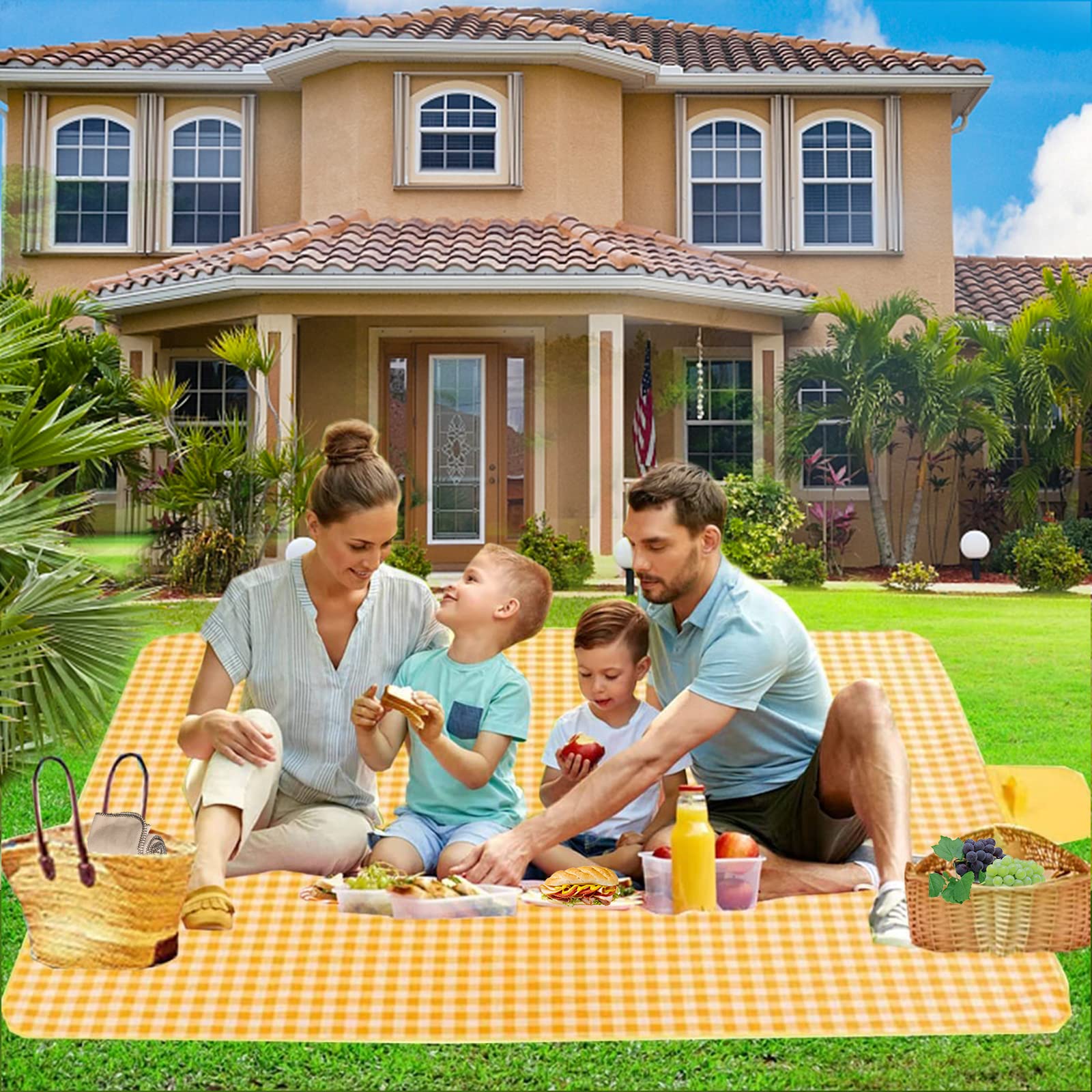 Coperta Da Picnico Impermeabile 150x200 Cm - Pieghevole, Anti Sabbia, Blu - Foto 2