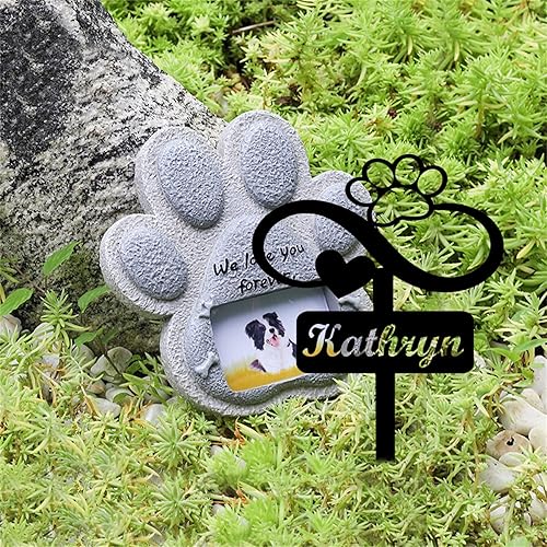 Miniatura 6 de Letrero de metal personalizado con diseño de pata de perro infinito, placa de condolencia, marcador de tumba, decoración de patio para mujeres y