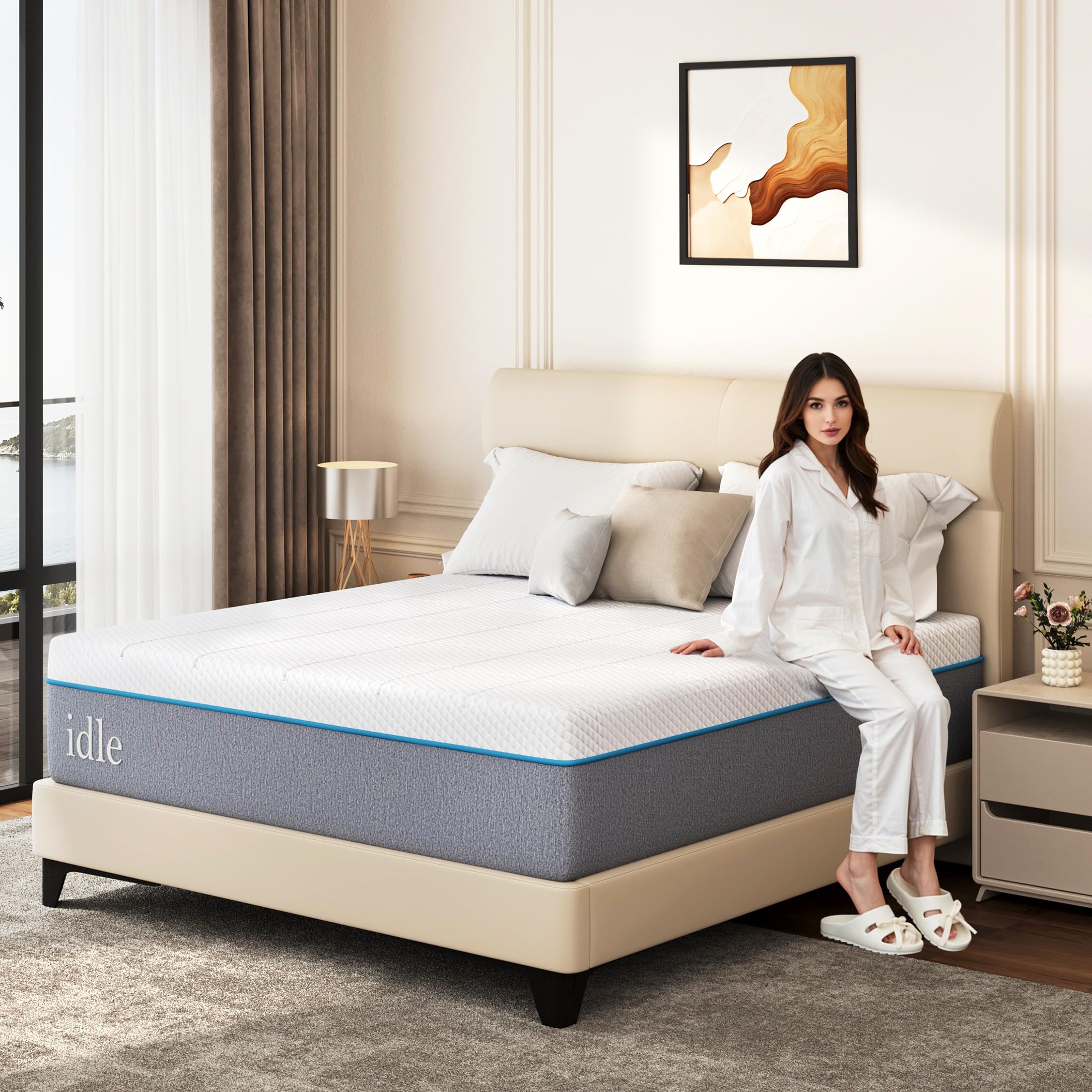 egohome 14 inch queen mattress in a box, gel memory foam mattress with cooling cover, medium firm for pressure relief & comfort, foam made in usa, fiberglass free, certipur-us certified, 60”x80”x14”