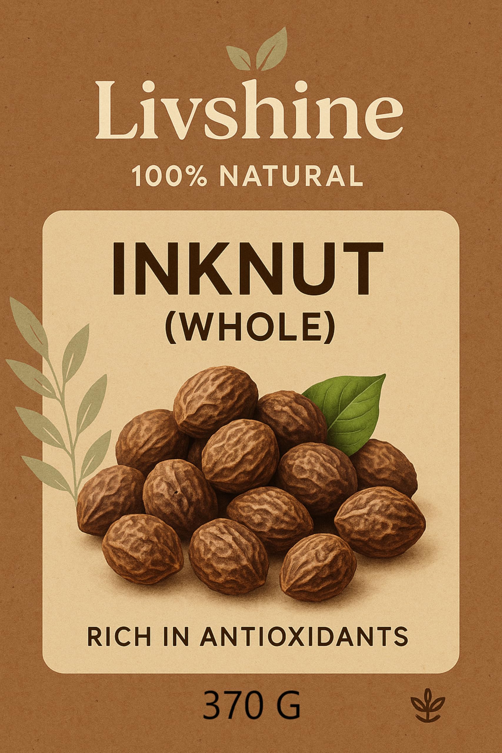 LivShine Natural Dried Whole Haritaki/Harad/Inknut for Dark Circles - Premium 370Gm Pack of Whole Inknuts - Herbal Remedy for Eye Care and Skin Health - 370 Gram