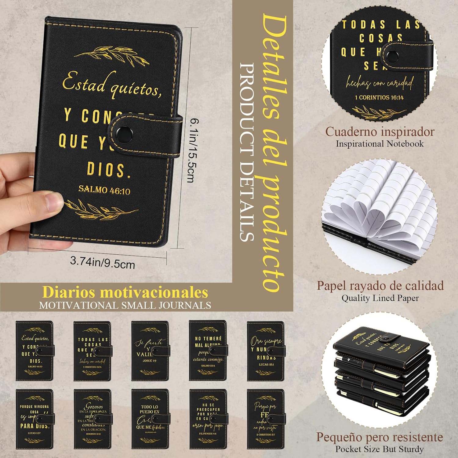 Spakon 20 Sets Christian Mothers Day Gifts Bulk for Church Women Religious Leather Notebook Prayer Journal with Pen Bible Study Group Scripture Mother's Day Gifts (Spanish Leaf,Black)