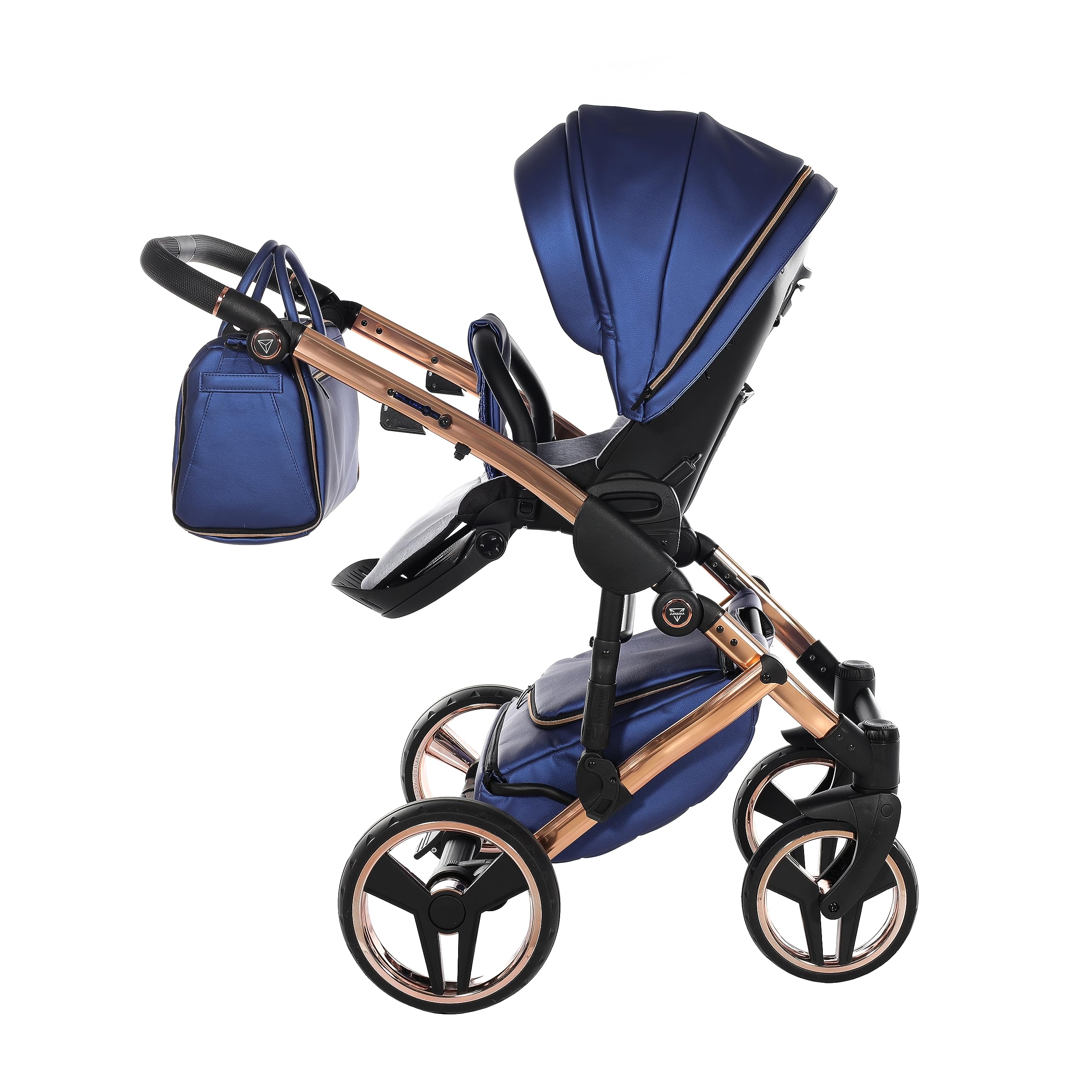 Junama Passeggino TRIO Diamond Fluo 01 Blu e Rame - 2in1 3in1 4in1 + ombrellino (2 in 1 con Adattatori)
