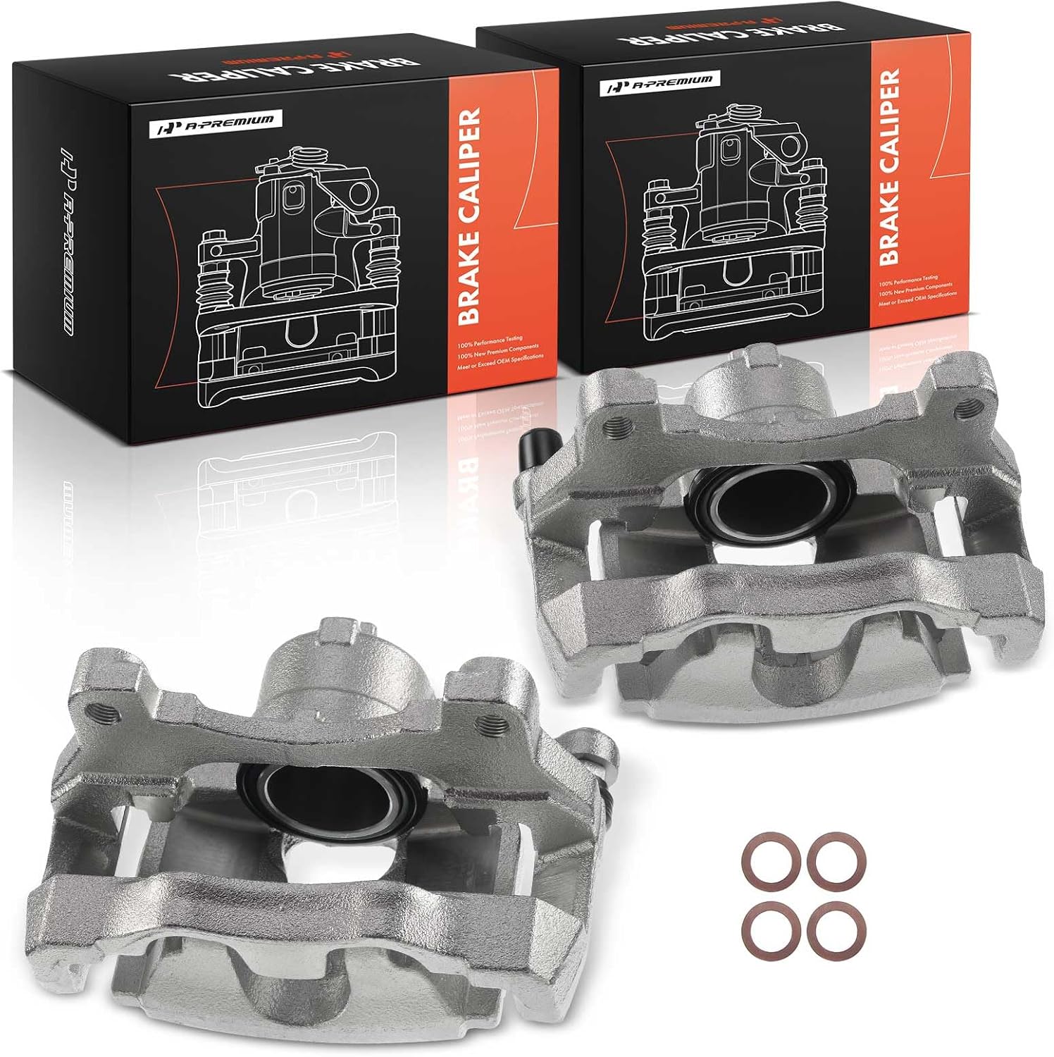 A-Premium Disc Brake Caliper Assembly with Bracket Compatible with Select Infiniti Models - G35 2007-2008, G37 2008-2013, Q60 2014-2015 - Front Driver and Passenger Side, 2-PC Set